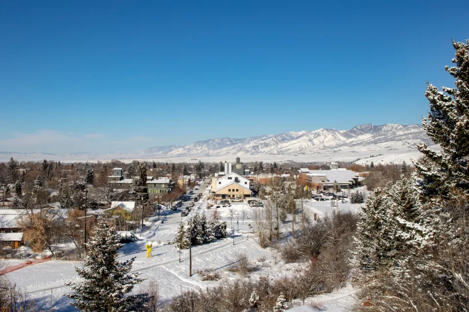 Snowy vista of Bozeman, Montana